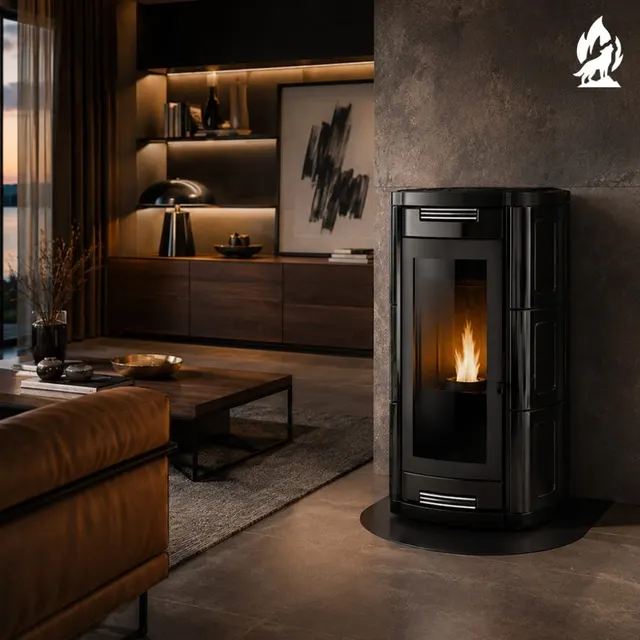 Kominek na pellet Moretti Design Prestige Aqua All Style 26 ceramika czarna