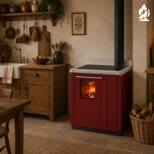 Wood-burning cooker Thermorossi Bosky 30 Square steel bordo