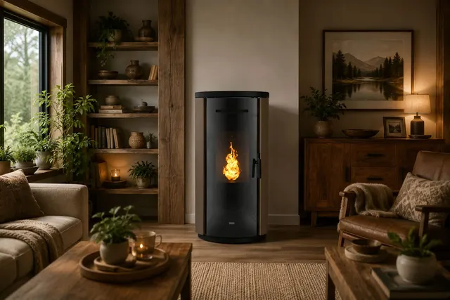 Kominek na pellet Klover Krono 80 Air stal brązowa