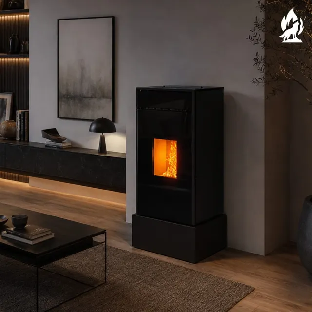 Kominek na pellet Moretti Design Kubic Relax 12 stal czarna
