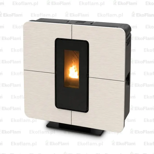 Kominek na pellet Thermorossi SlimQuadro Style gres biały