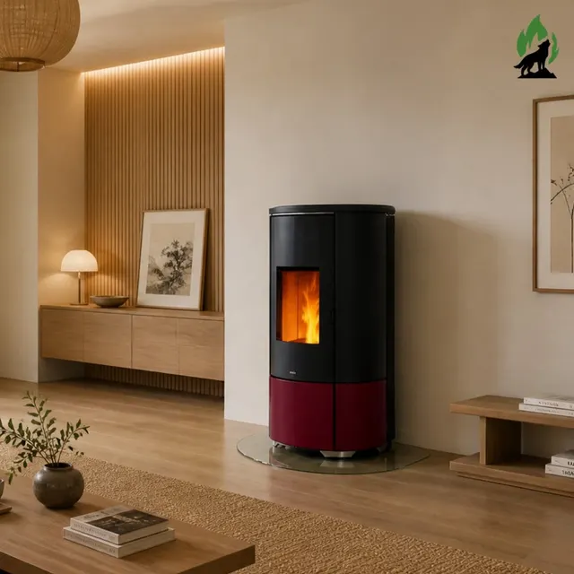 Kominek na pellet Nobis H10/12 Shape ceramika bordowa