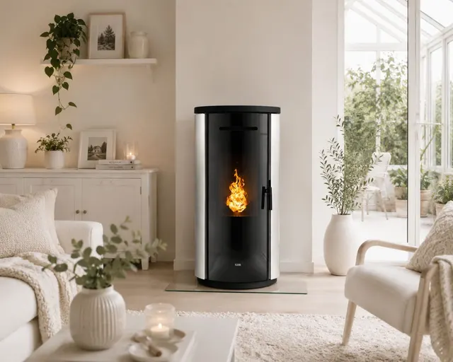 Kominek na pellet Klover Krono 80 Air stal kość słoniowa
