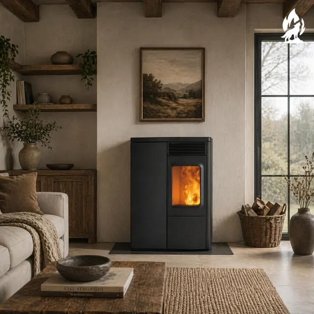 Kominek na pellet Nobis 6/9 N70 Slim Coax V stal czarna