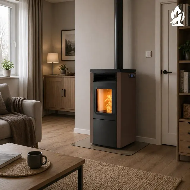 Kominek na pellet Nobis 6/9 N70 Top/Coax V stal brązowa