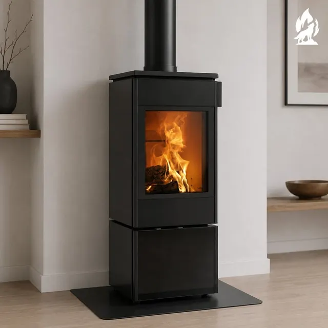 Kominek na drewno Nobis 8/10 Flat 300 stal czarna