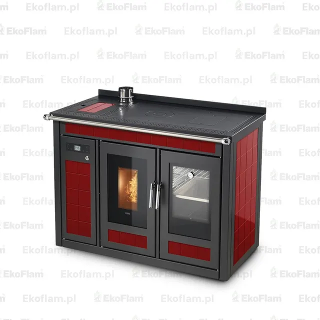 Kuchnia na pellet Klover Smart 120 Plus w bordowej ceramice
