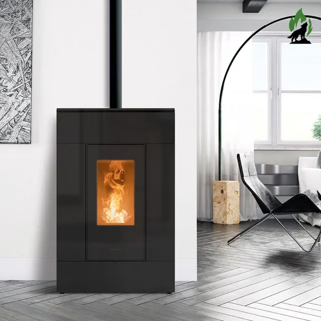 Kominek na pellet Thermorossi SlimQuadro Lumia szkło czarne