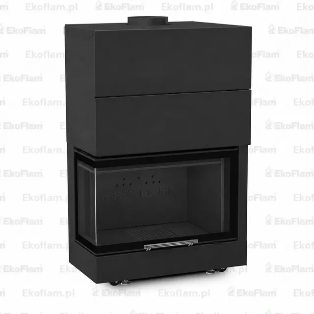 Czarne wnętrze paleniska do kominka Moretti Design Latodesign 60 lewy