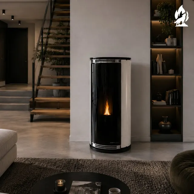 Kominek na pellet Moretti Design Globe Glass Relax 9 szkło białe