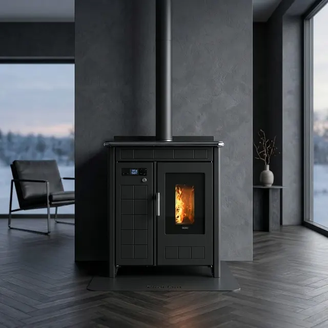 Kuchnia na pellet Klover Smart 80 Plus ceramika czarna