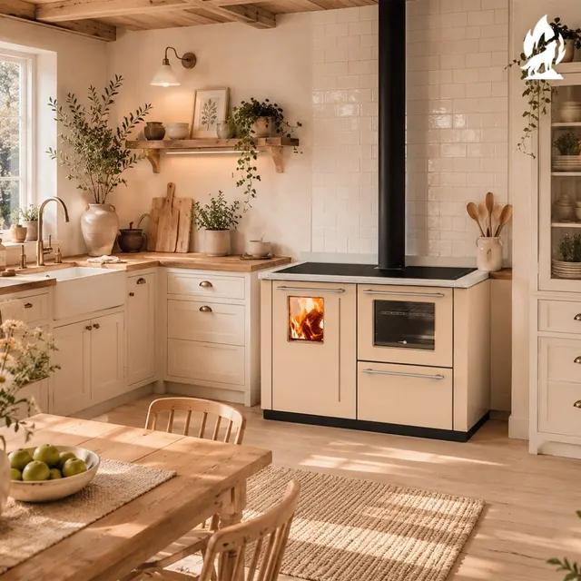 Wood-burning cooker Thermorossi Bosky F30 Square steel beige