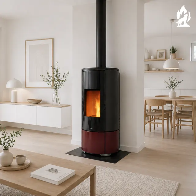 Kominek na pellet Nobis A8/10 Round Top/C V Ceramika bordowa