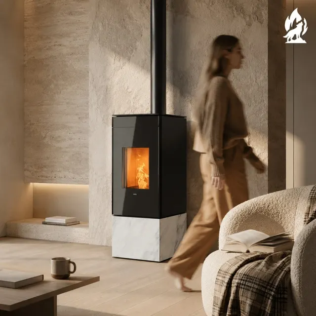 Kominek na pellet Nobis A8/10 Quadra Top V gres carrara