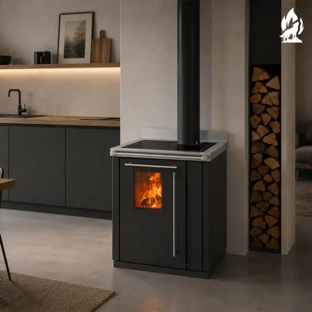 Wood-burning cooker Thermorossi Bosky 30 Square steel black