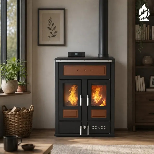 Kominek hybrydowy Klover Bi-Fire Mid ceramika camel