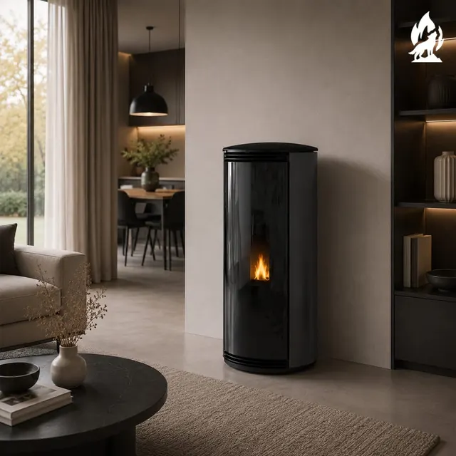 Kominek na pellet Moretti Design Trifolium Air szkło czarne