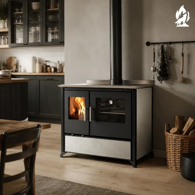 Wood-burning cooker Nobis Lina 90 gres grey