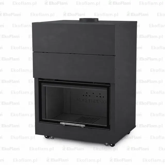 Czarne wnętrze paleniska do kominka Moretti Design Monodesign 80