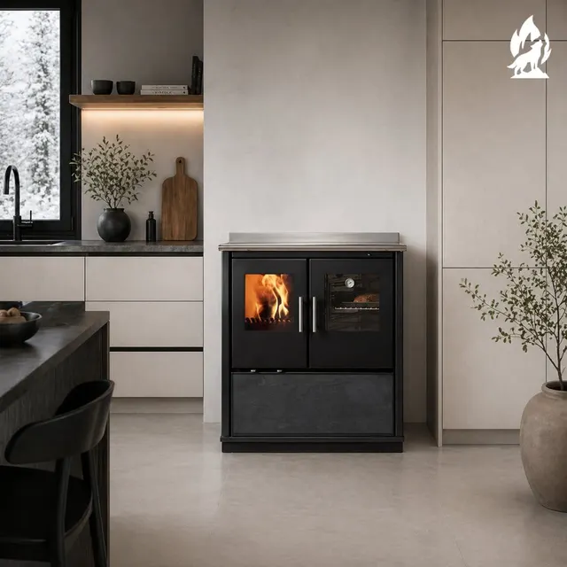Wood-burning cooker Nobis Ogla 80 gres dark