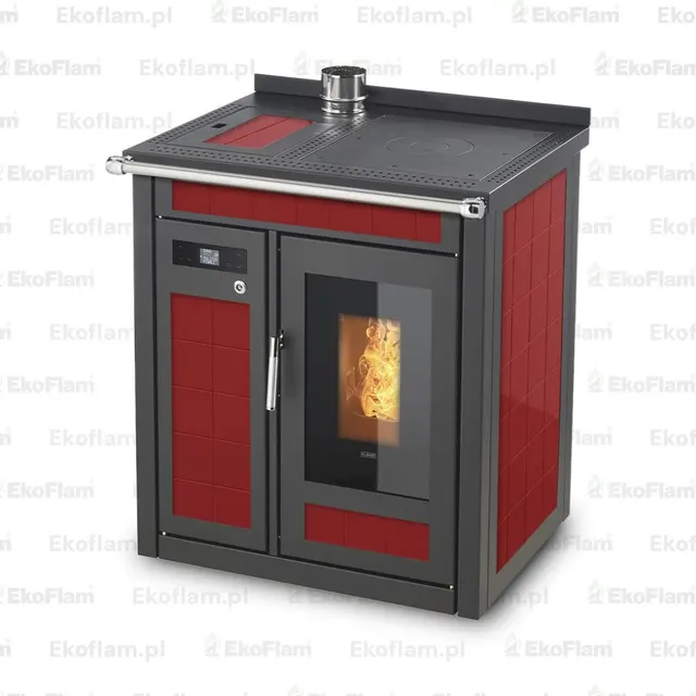 Kuchnia na pellet Klover Smart 80 Plus w ceramice bordowej