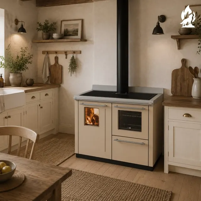Wood-burning cooker Thermorossi Bosky F30 Square steel beige