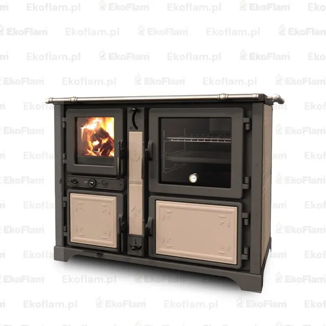 Wood-burning cooker Thermorossi Bosky F30 Fiori Maiolica beige