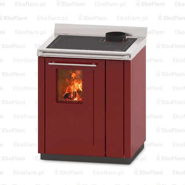 Wood-burning cooker Thermorossi Bosky 30 Square RtS steel bordo