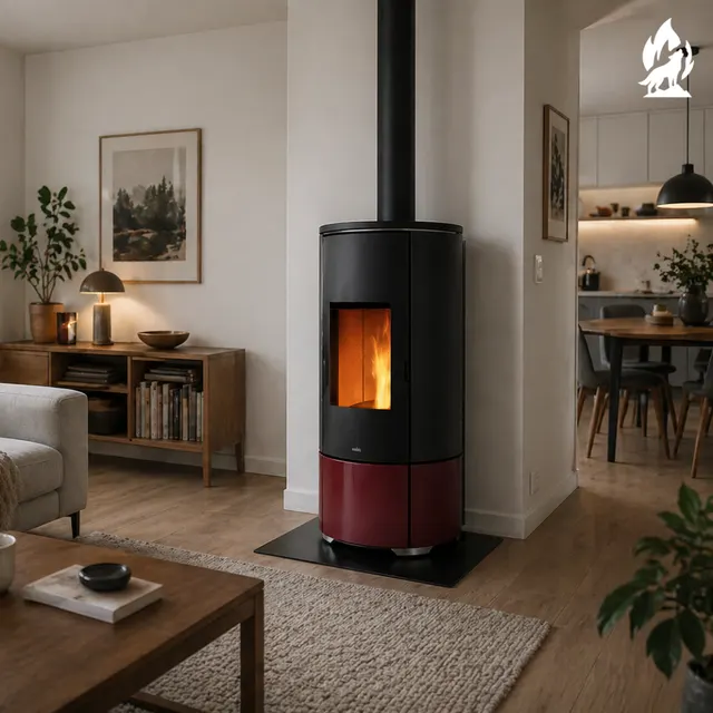 Kominek na pellet Nobis A8/10 Round Top/C V Ceramika bordowa
