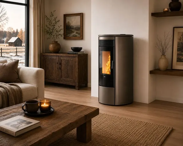 Kominek na pellet Klover Omega 120 Multi-Air stal brązowa