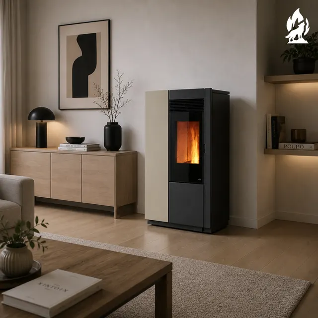 Kominek na pellet Nobis 12 Elena V stal beżowa