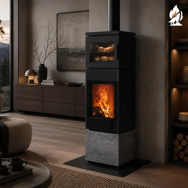 Kominek na drewno Nobis 8/10 Flat 700 gres dark