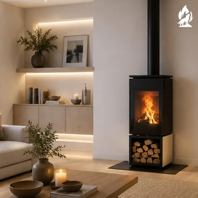 Kominek na drewno Nobis 8/10 Flat 550 gres trawertyn