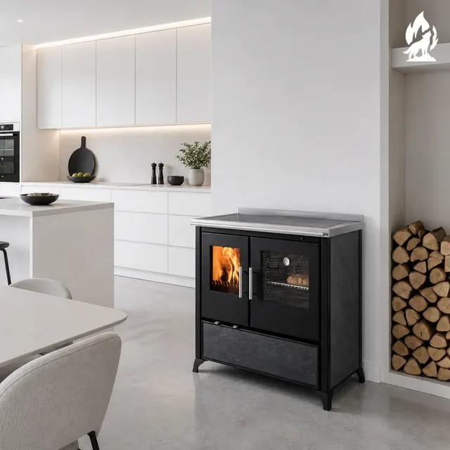 Wood-burning cooker Nobis Lina 90 gres dark