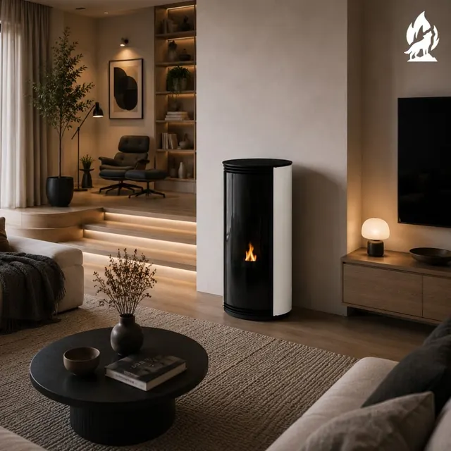 Kominek na pellet Moretti Design Trifolium Air szkło białe