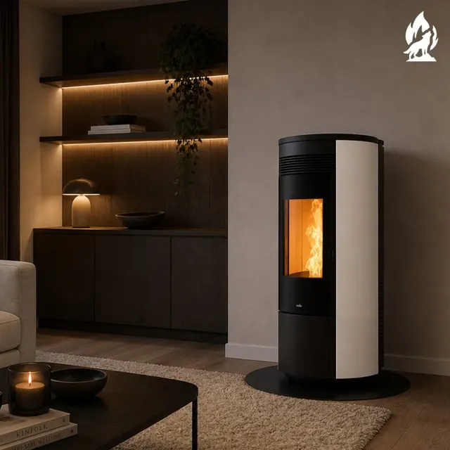 Kominek na pellet Nobis H14/17 Shape Round stal biała