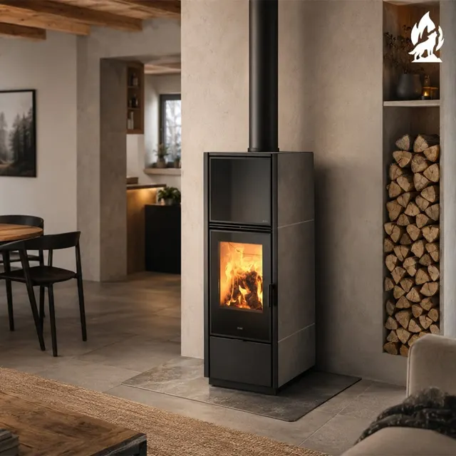 Kominek na drewno Klover Swiss Core gres moka