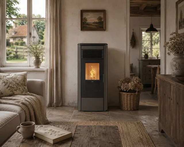 Kominek na pellet Klover Aura 80 Multi-Air stal brązowa