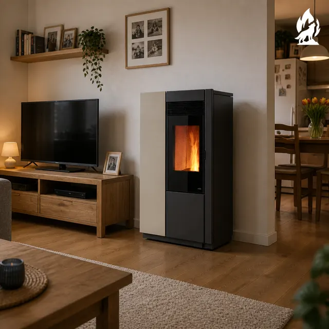 Kominek na pellet Nobis 12 Elena V stal beżowa