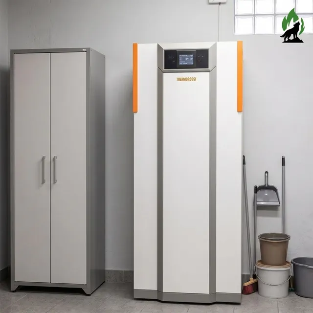 Kocioł na pellet Thermorossi Compact S17 w widoku frontalnym