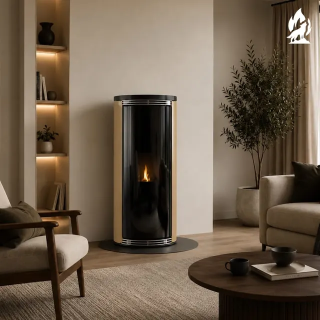 Kominek na pellet Moretti Design Harmony Aqua 14 szkło beżowe
