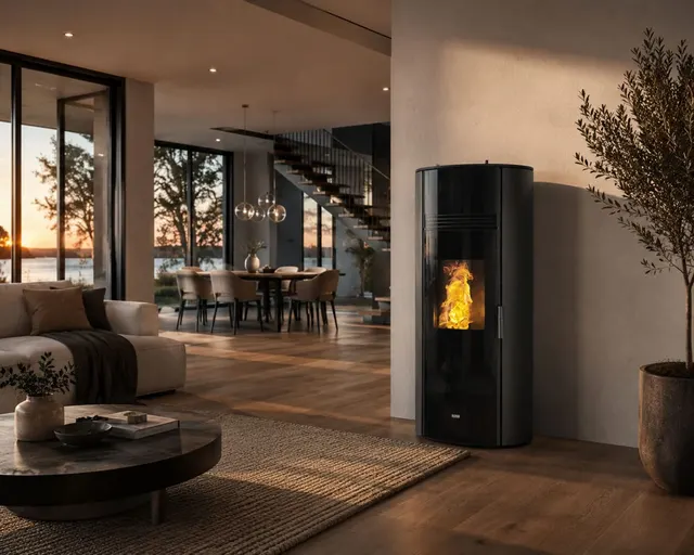 Kominek na pellet Klover Thermosuper 120 stal czarna