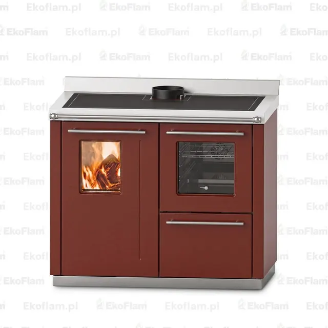 Wood-burning cooker Thermorossi Bosky F30 Square steel bordo