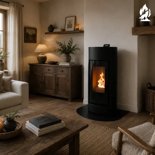 Kominek na pellet Thermorossi Chic Natural Plus ceramika czarna