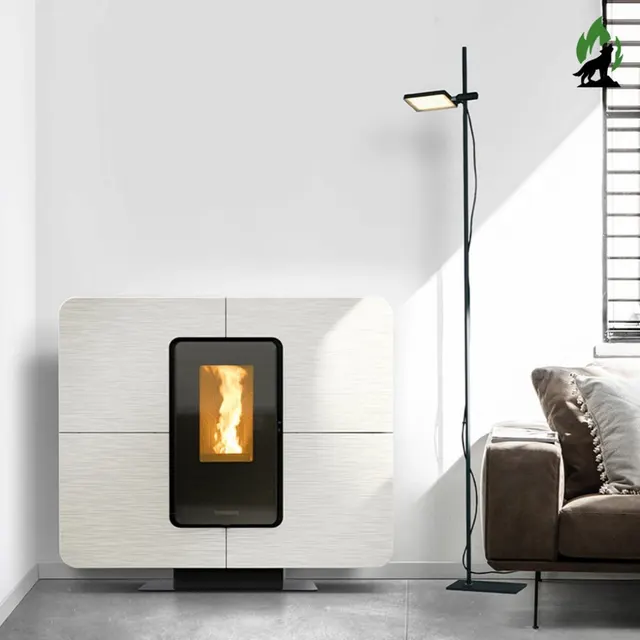 Kominek na pellet Thermorossi SlimQuadro Style gres biały