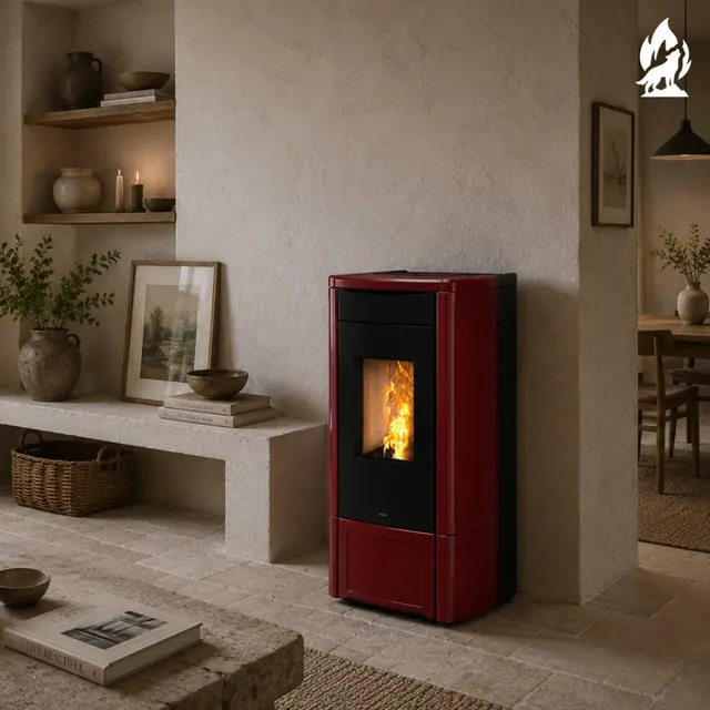 Kominek na pellet Nobis H14/17 Shape ceramika bordowa