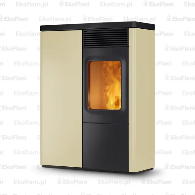 Kominek na pellet Nobis 6/9 N70 Slim V stal kremowa