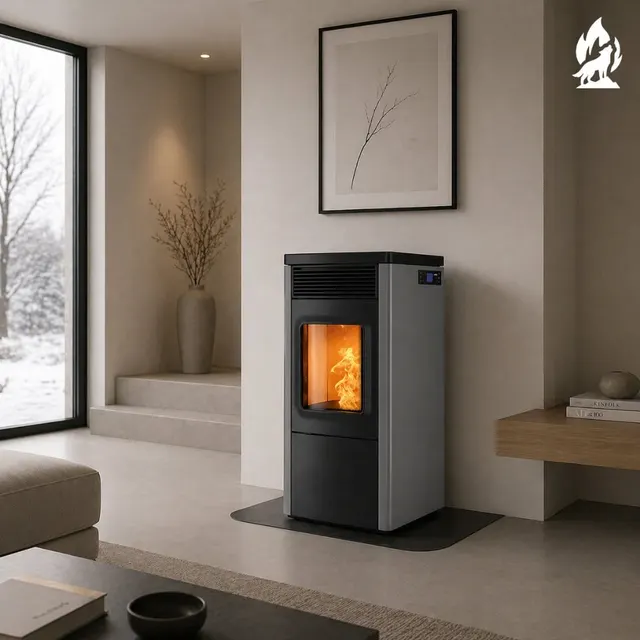 Kominek na pellet Nobis 6/9 N70 V stal szara