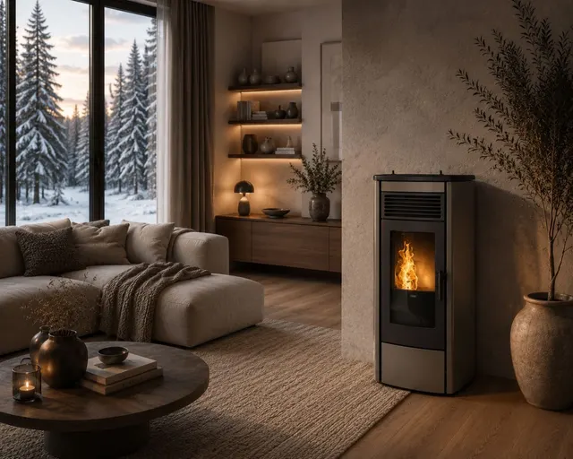 Kominek na pellet Klover Thermoaura stal brązowa