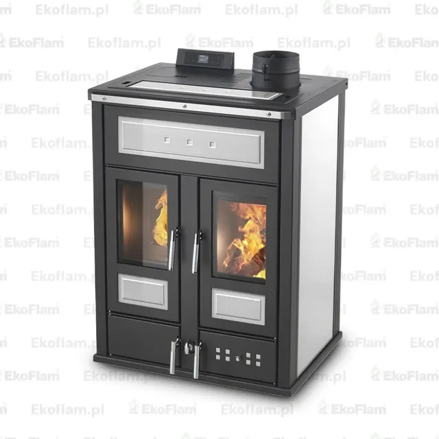 Kominek hybrydowy Klover Bi-Fire Mid stal kość słoniowa